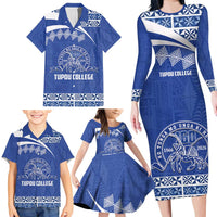 Personalised Tonga Tupou College Toloa Family Matching Long Sleeve Bodycon Dress and Hawaiian Shirt 160 Years Anniversary Tongan Ngatu Pattern