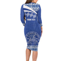 Personalised Tonga Tupou College Toloa Family Matching Long Sleeve Bodycon Dress and Hawaiian Shirt 160 Years Anniversary Tongan Ngatu Pattern