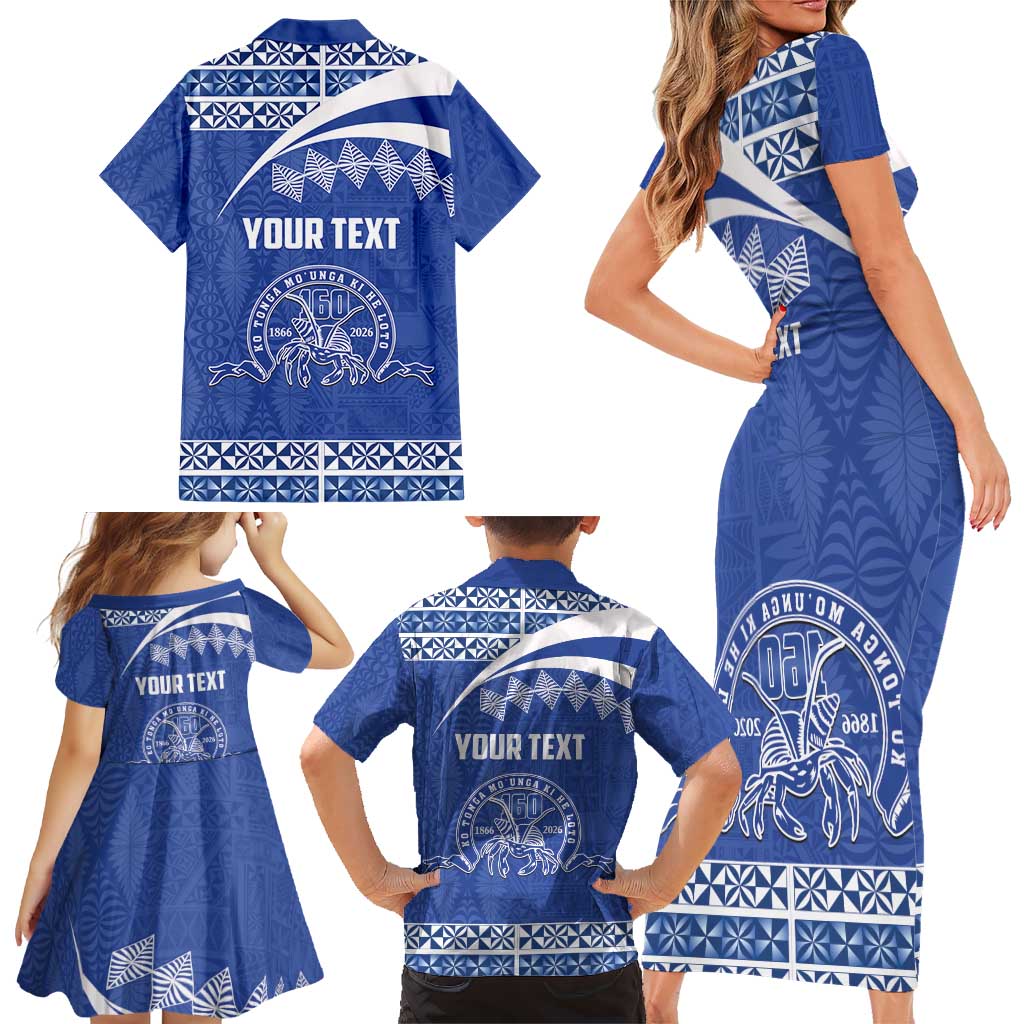 Personalised Tonga Tupou College Toloa Family Matching Short Sleeve Bodycon Dress and Hawaiian Shirt 160 Years Anniversary Tongan Ngatu Pattern