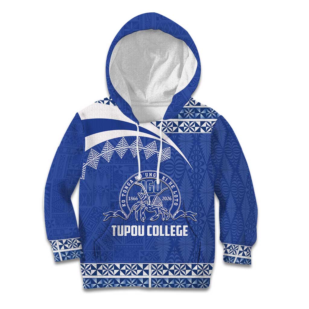 Personalised Tonga Tupou College Toloa Kid Hoodie 160 Years Anniversary Tongan Ngatu Pattern