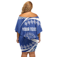 Personalised Tonga Tupou College Toloa Off Shoulder Short Dress 160 Years Anniversary Tongan Ngatu Pattern LT14 - Polynesian Pride