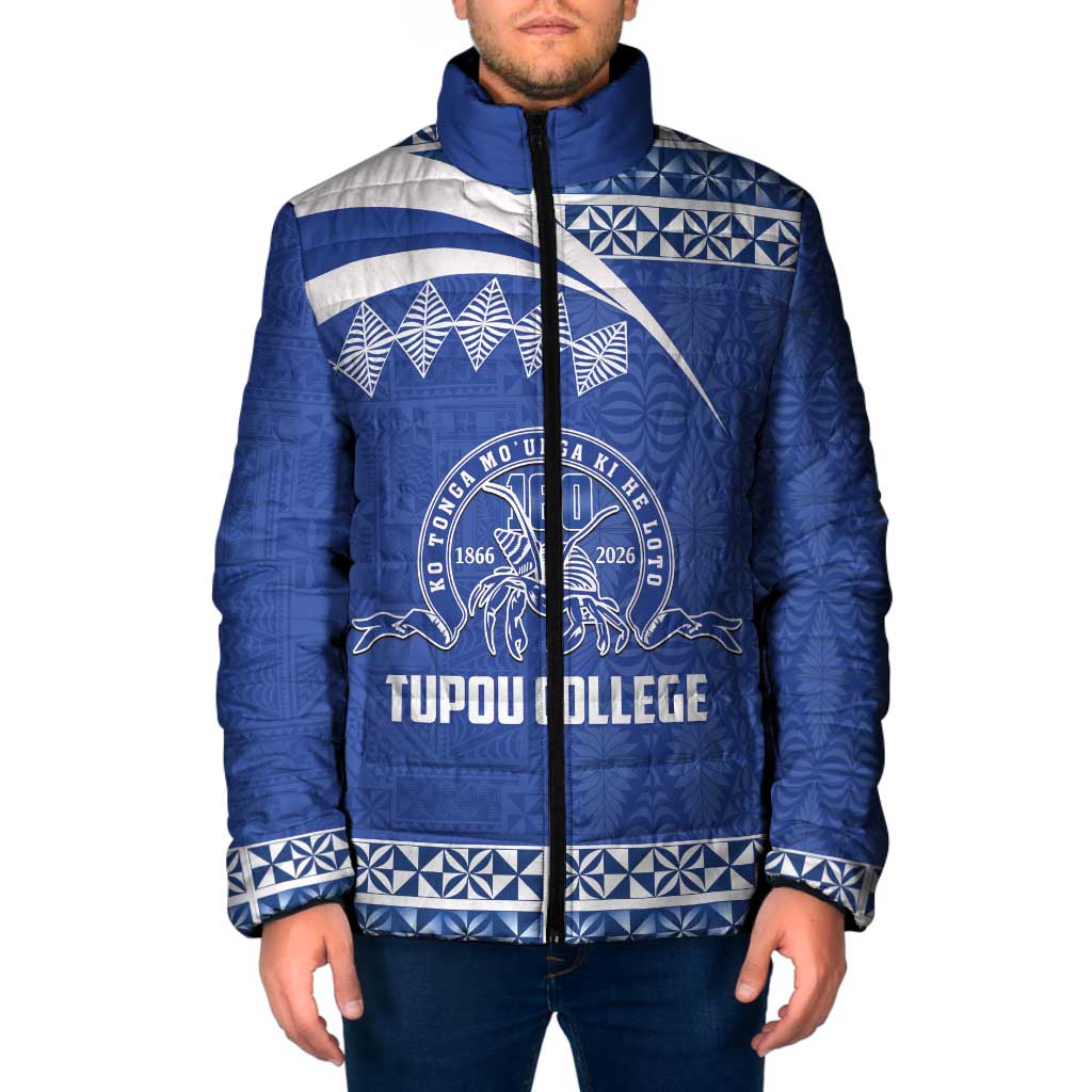 Personalised Tonga Tupou College Toloa Padded Jacket 160 Years Anniversary Tongan Ngatu Pattern