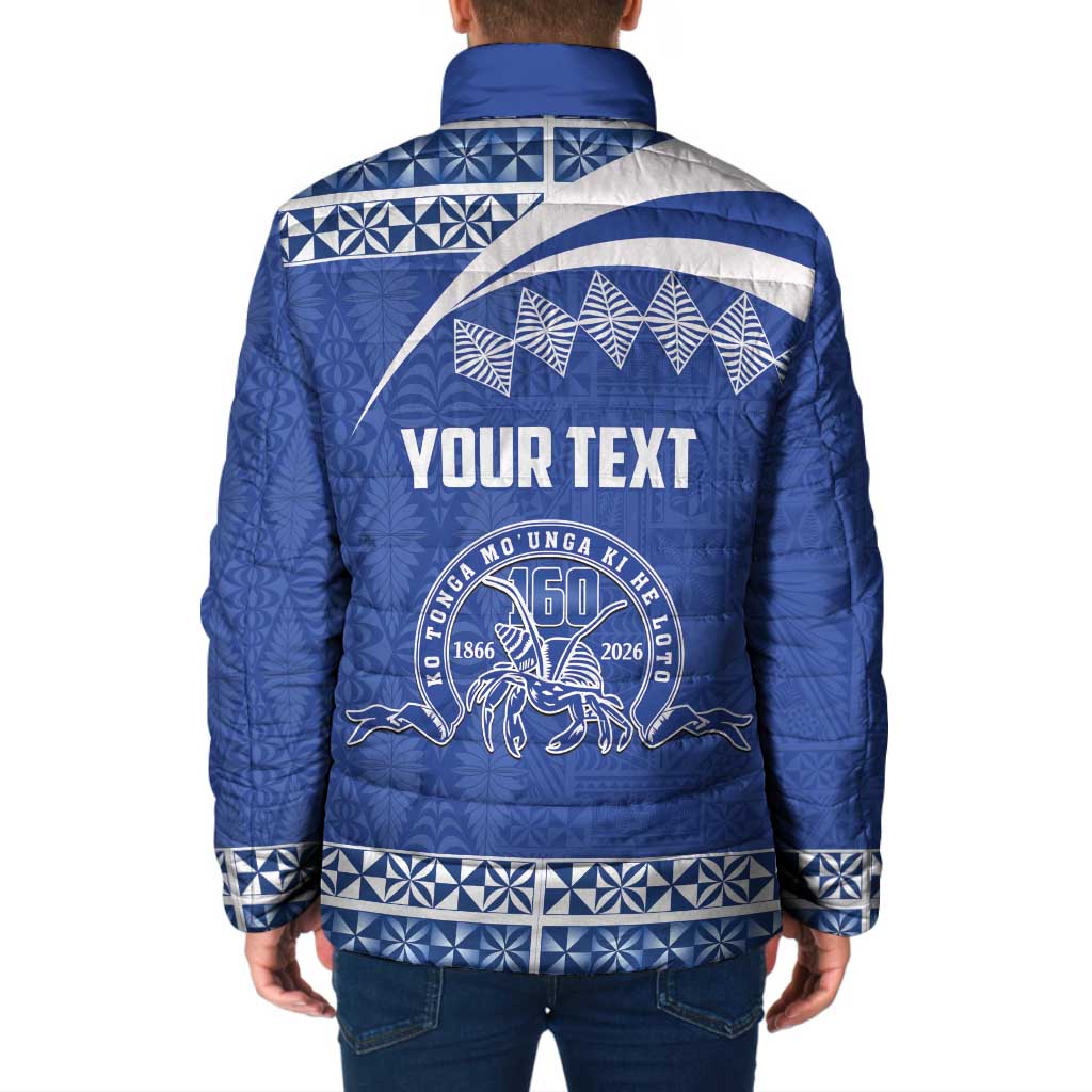Personalised Tonga Tupou College Toloa Padded Jacket 160 Years Anniversary Tongan Ngatu Pattern