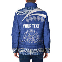 Personalised Tonga Tupou College Toloa Padded Jacket 160 Years Anniversary Tongan Ngatu Pattern