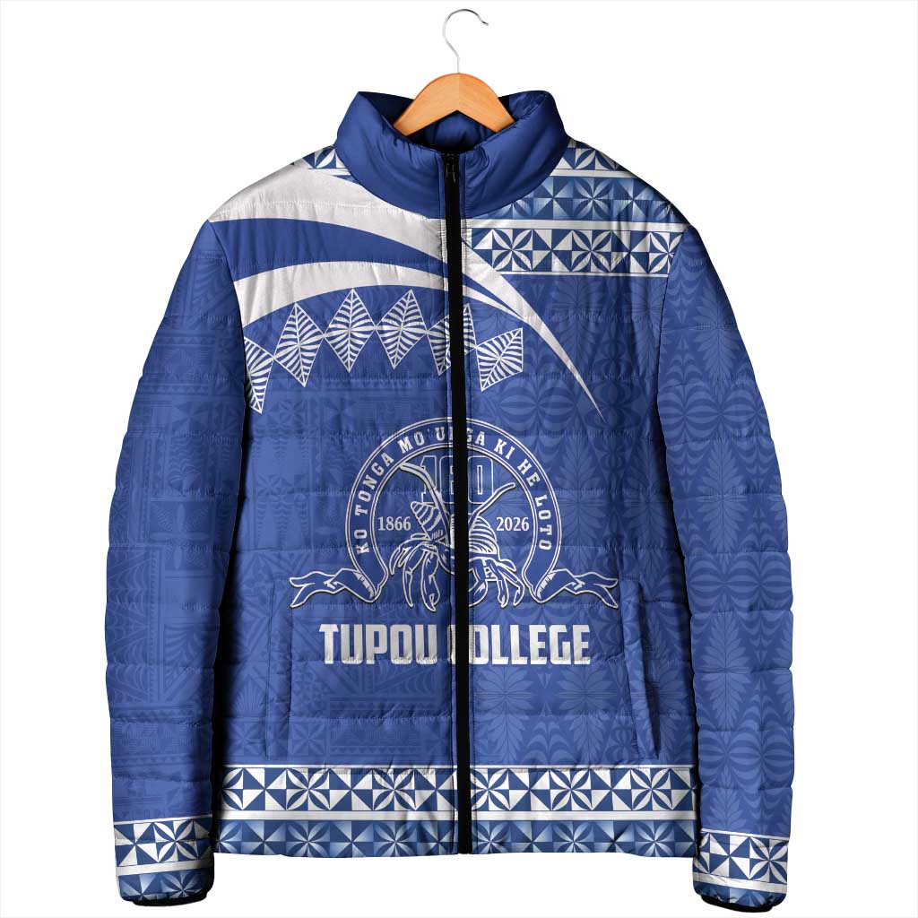 Personalised Tonga Tupou College Toloa Padded Jacket 160 Years Anniversary Tongan Ngatu Pattern