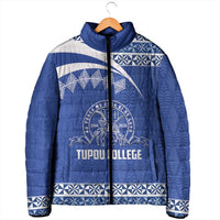 Personalised Tonga Tupou College Toloa Padded Jacket 160 Years Anniversary Tongan Ngatu Pattern