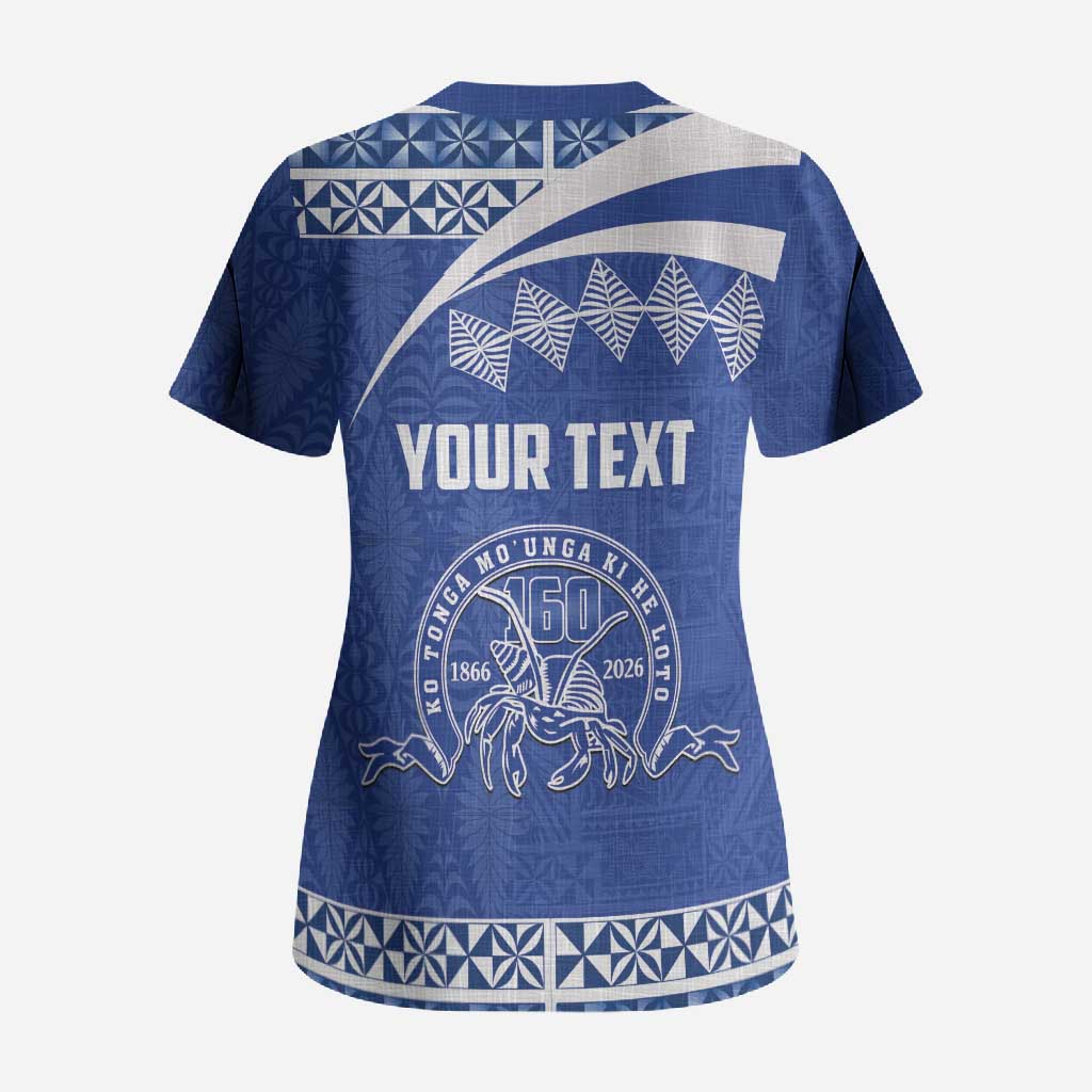 Personalised Tonga Tupou College Toloa Scrub Top 160 Years Anniversary Tongan Ngatu Pattern