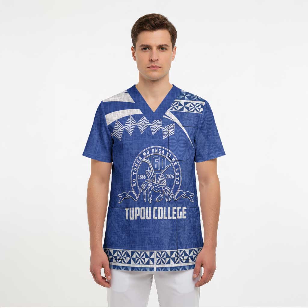 Personalised Tonga Tupou College Toloa Scrub Top 160 Years Anniversary Tongan Ngatu Pattern