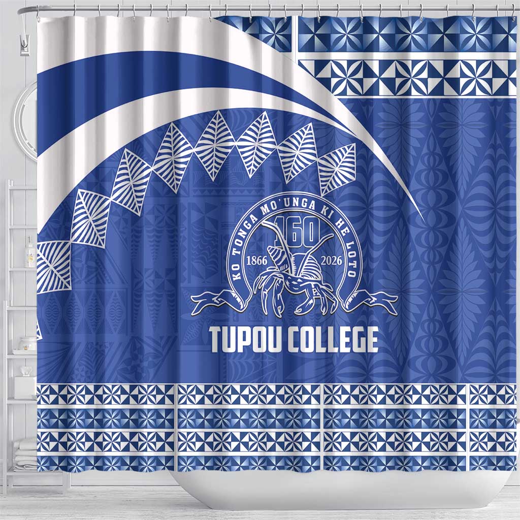 Tonga Tupou College Toloa Shower Curtain 160 Years Anniversary Tongan Ngatu Pattern