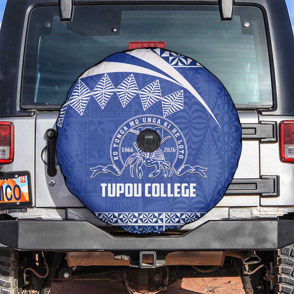 Tonga Tupou College Toloa Spare Tire Cover 160 Years Anniversary Tongan Ngatu Pattern LT14 Blue - Polynesian Pride