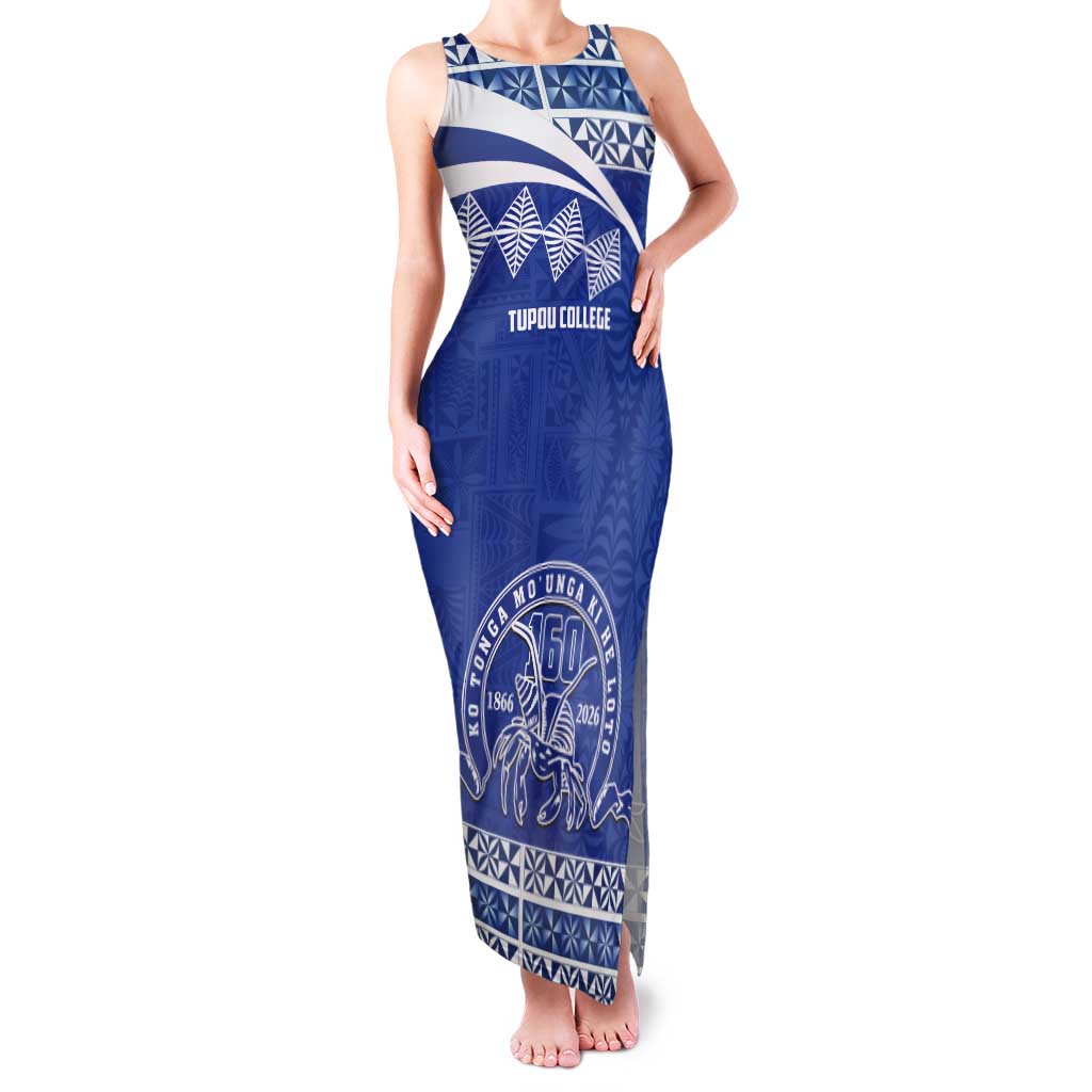 Personalised Tonga Tupou College Toloa Tank Maxi Dress 160 Years Anniversary Tongan Ngatu Pattern