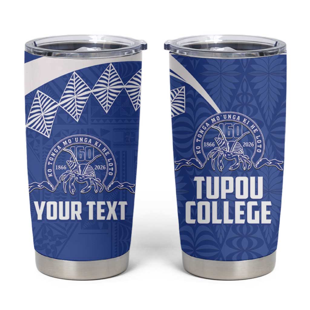 Personalised Tonga Tupou College Toloa Tumbler Cup 160 Years Anniversary Tongan Ngatu Pattern
