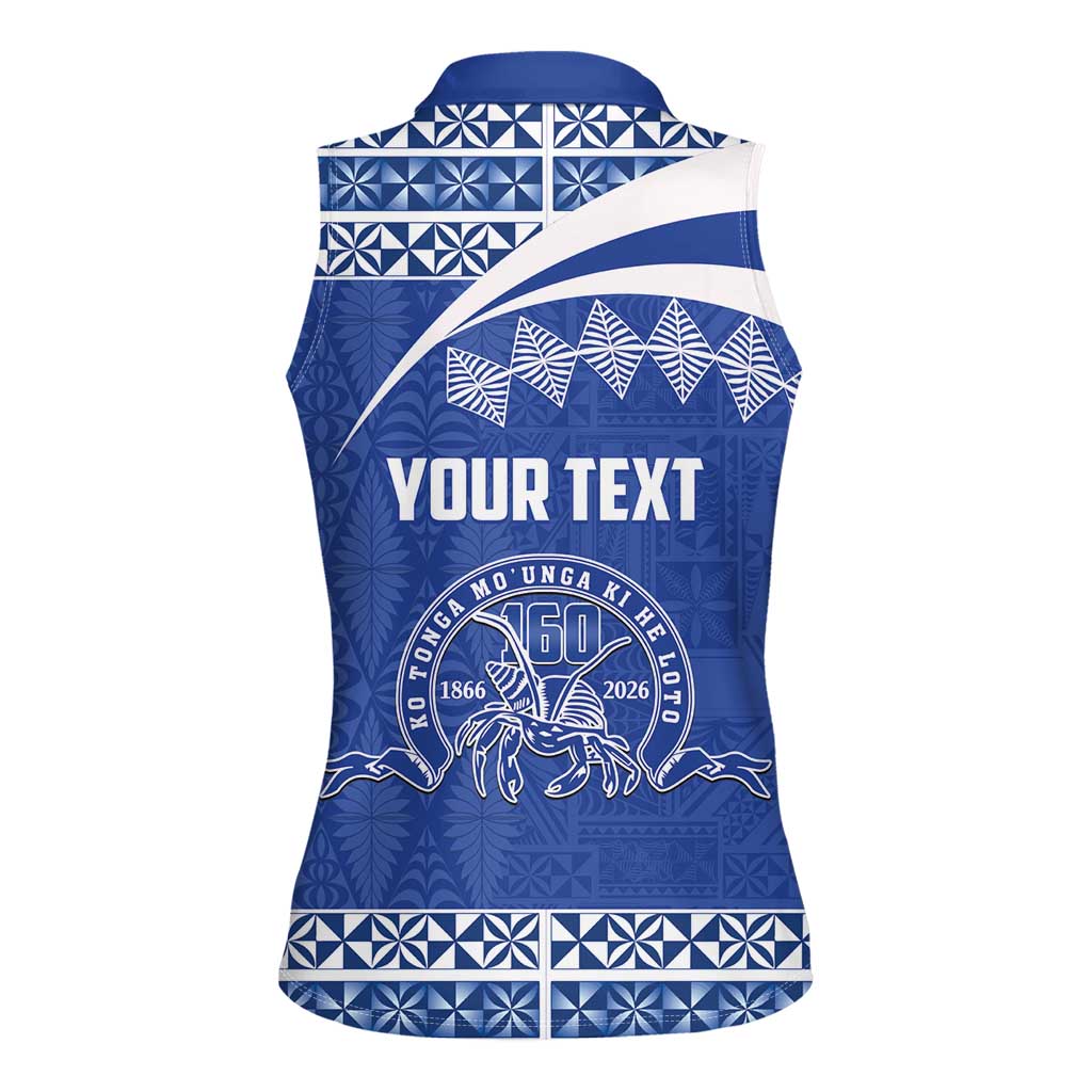 Personalised Tonga Tupou College Toloa Women Sleeveless Polo Shirt 160 Years Anniversary Tongan Ngatu Pattern