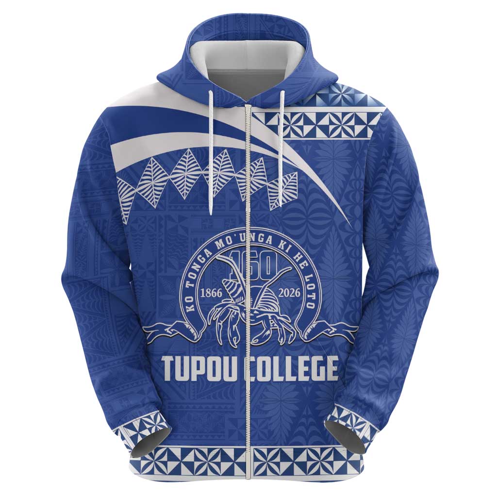 Personalised Tonga Tupou College Toloa Zip Hoodie 160 Years Anniversary Tongan Ngatu Pattern LT14 - Polynesian Pride