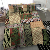 Beige Aotearoa Kowhaiwhai Pattern Bedding Set NZ Maori Quilt Style