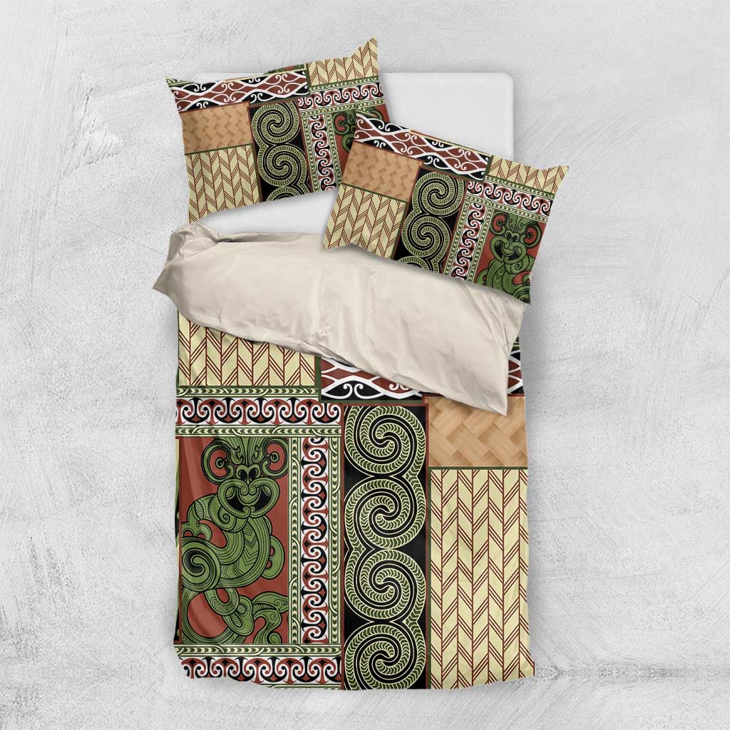 Beige Aotearoa Kowhaiwhai Pattern Bedding Set NZ Maori Quilt Style