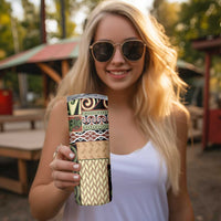 Beige Aotearoa Kowhaiwhai Pattern Skinny Tumbler NZ Maori Quilt Style