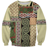 Beige Aotearoa Kowhaiwhai Pattern Sweatshirt NZ Maori Quilt Style LT14 Unisex Beige - Polynesian Pride
