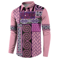 Pink Aotearoa Kowhaiwhai Pattern Button Sweatshirt NZ Maori Quilt Style LT14 - Polynesian Pride