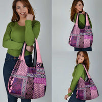 Pink Aotearoa Kowhaiwhai Pattern Grocery Bag NZ Maori Quilt Style