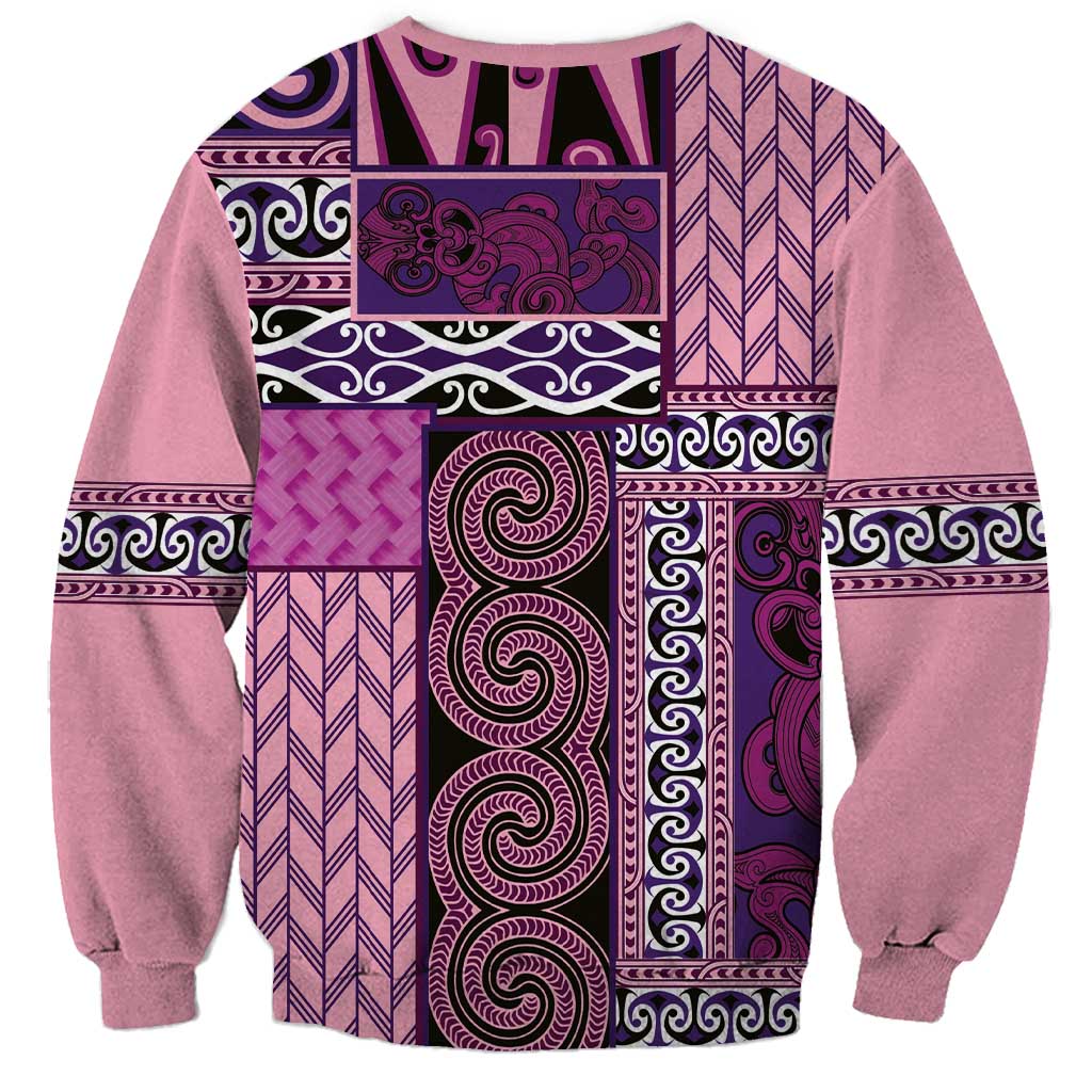 Pink Aotearoa Kowhaiwhai Pattern Sweatshirt NZ Maori Quilt Style LT14 - Polynesian Pride