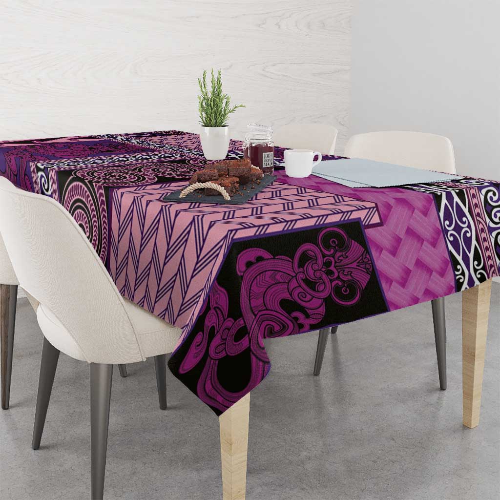 Pink Aotearoa Kowhaiwhai Pattern Tablecloth NZ Maori Quilt Style LT14 - Polynesian Pride