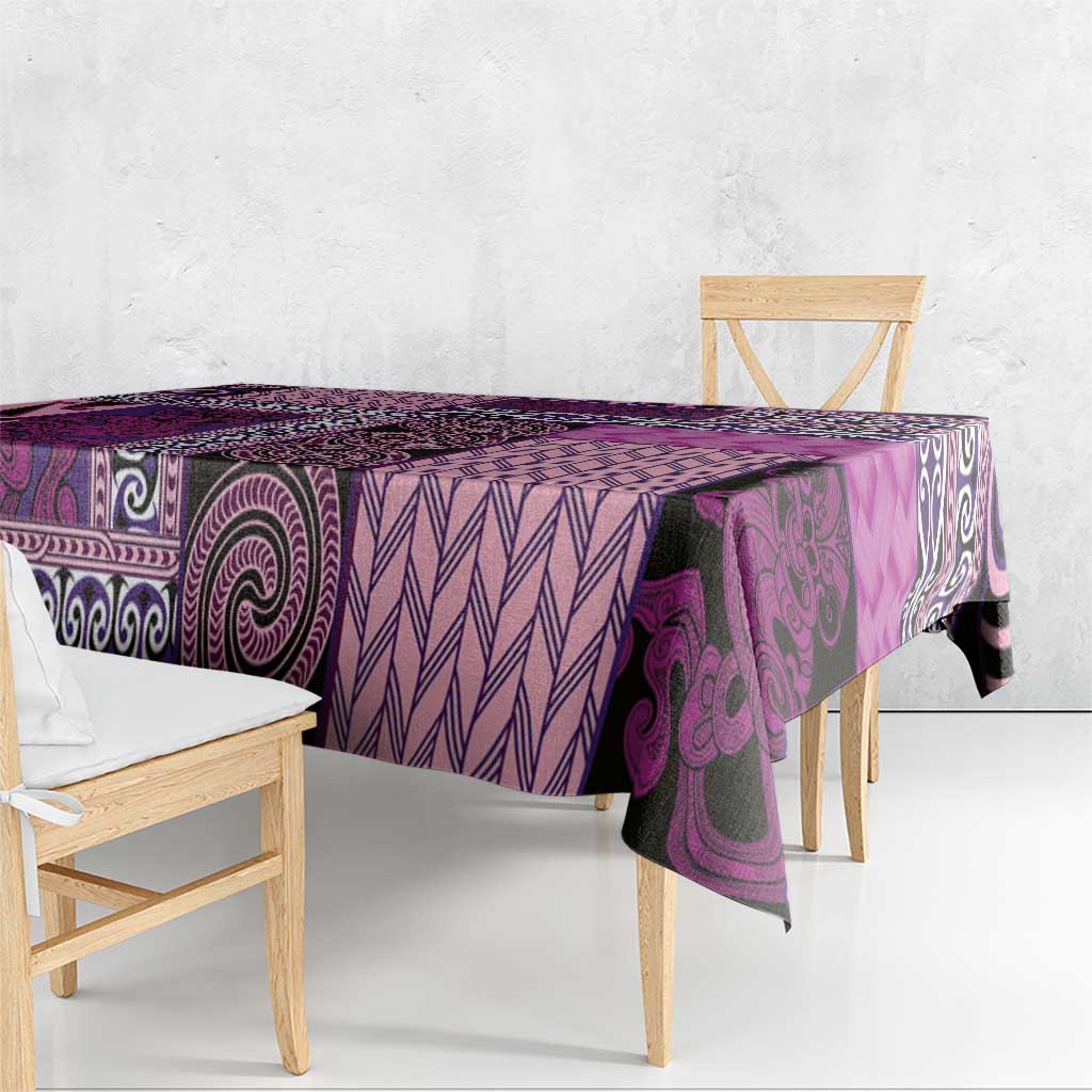 Pink Aotearoa Kowhaiwhai Pattern Tablecloth NZ Maori Quilt Style LT14 - Polynesian Pride