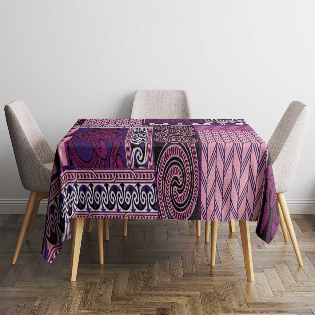 Pink Aotearoa Kowhaiwhai Pattern Tablecloth NZ Maori Quilt Style LT14 - Polynesian Pride