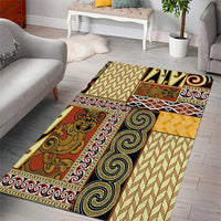 Yellow Aotearoa Kowhaiwhai Pattern Area Rug NZ Maori Quilt Style