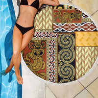 Yellow Aotearoa Kowhaiwhai Pattern Beach Blanket NZ Maori Quilt Style