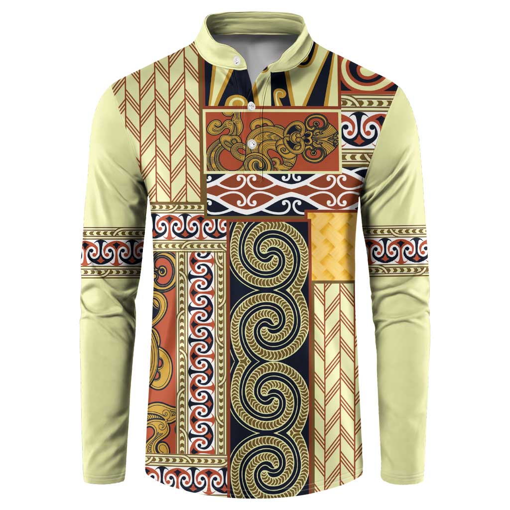 Yellow Aotearoa Kowhaiwhai Pattern Button Sweatshirt NZ Maori Quilt Style LT14 Yellow - Polynesian Pride