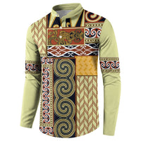 Yellow Aotearoa Kowhaiwhai Pattern Button Sweatshirt NZ Maori Quilt Style LT14 - Polynesian Pride