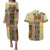 Yellow Aotearoa Kowhaiwhai Pattern Couples Matching Puletasi and Hawaiian Shirt NZ Maori Quilt Style