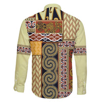 Yellow Aotearoa Kowhaiwhai Pattern Family Matching Short Sleeve Bodycon Dress and Hawaiian Shirt NZ Maori Quilt Style
