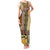 Yellow Aotearoa Kowhaiwhai Pattern Family Matching Tank Maxi Dress and Hawaiian Shirt NZ Maori Quilt Style