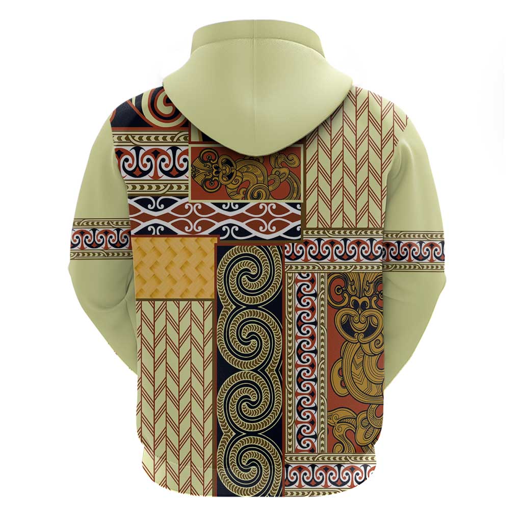 Yellow Aotearoa Kowhaiwhai Pattern Hoodie NZ Maori Quilt Style