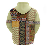 Yellow Aotearoa Kowhaiwhai Pattern Hoodie NZ Maori Quilt Style