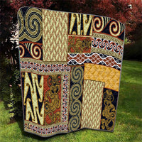 Yellow Aotearoa Kowhaiwhai Pattern Quilt NZ Maori Quilt Style