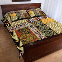Yellow Aotearoa Kowhaiwhai Pattern Quilt Bed Set NZ Maori Quilt Style