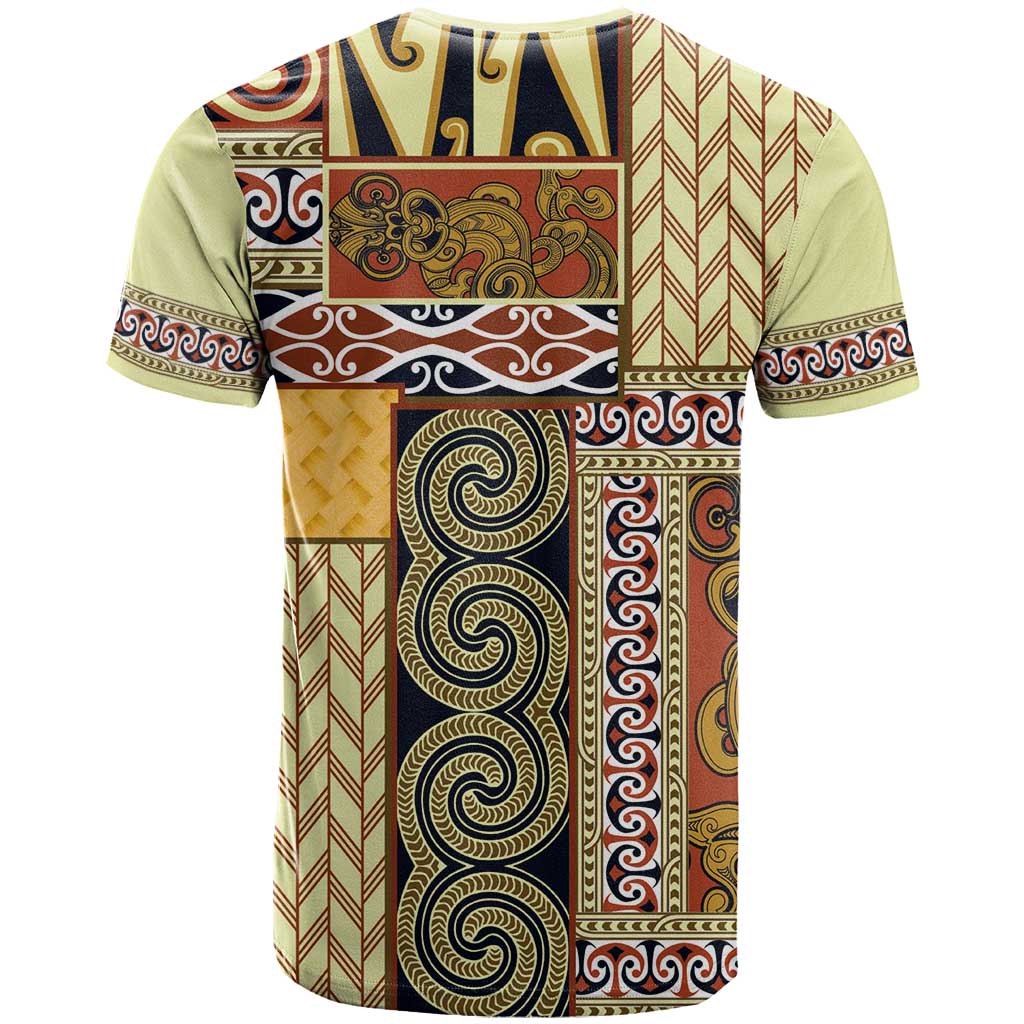 Yellow Aotearoa Kowhaiwhai Pattern T Shirt NZ Maori Quilt Style LT14 - Polynesian Pride