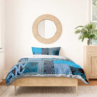 Blue Aotearoa Kowhaiwhai Pattern Bedding Set NZ Maori Quilt Style