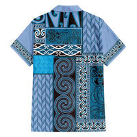 Blue Aotearoa Kowhaiwhai Pattern Hawaiian Shirt NZ Maori Quilt Style