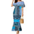 Blue Aotearoa Kowhaiwhai Pattern Mermaid Dress NZ Maori Quilt Style