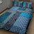 Blue Aotearoa Kowhaiwhai Pattern Quilt Bed Set NZ Maori Quilt Style