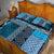 Blue Aotearoa Kowhaiwhai Pattern Quilt Bed Set NZ Maori Quilt Style