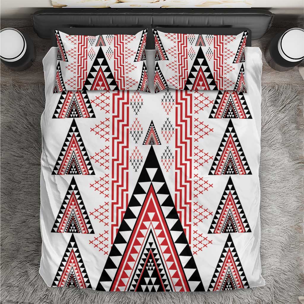Aotearoa Taniko Bedding Set Niho Taniwha Purapura Whetu Mix Poutama LT14 White - Polynesian Pride