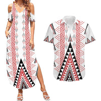 Aotearoa Taniko Couples Matching Summer Maxi Dress and Hawaiian Shirt Niho Taniwha Purapura Whetu Mix Poutama