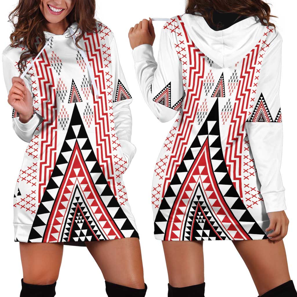 Aotearoa Taniko Hoodie Dress Niho Taniwha Purapura Whetu Mix Poutama