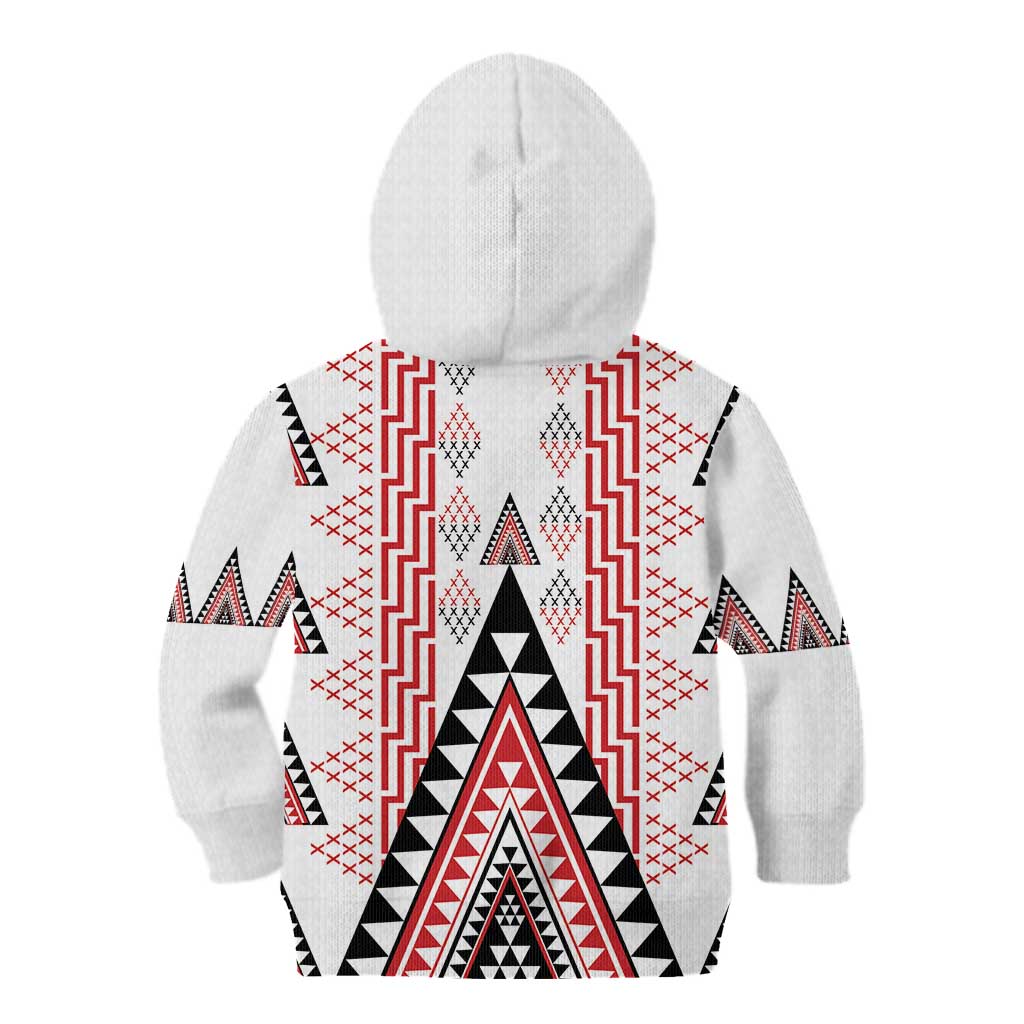 Aotearoa Taniko Kid Hoodie Niho Taniwha Purapura Whetu Mix Poutama