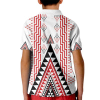 Aotearoa Taniko Kid Polo Shirt Niho Taniwha Purapura Whetu Mix Poutama